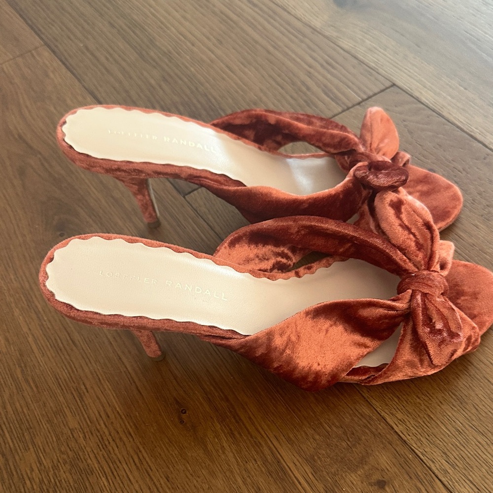 Loeffler Randall Rust Velvet Bow Heels - Picture 2 of 6